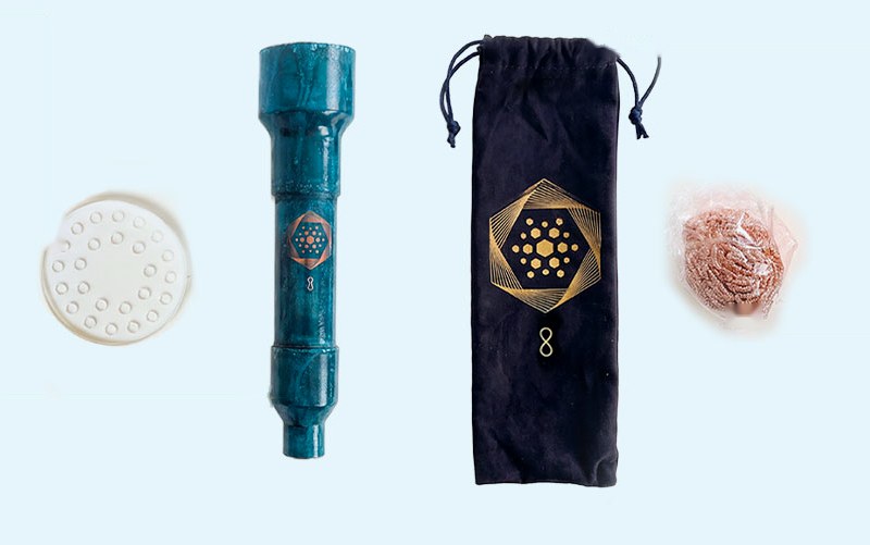 Aqua Energizer Care Kit: crystal clearing stand, Aqua Energizer On-the-Go, velvet carrying pouch and copper care pad